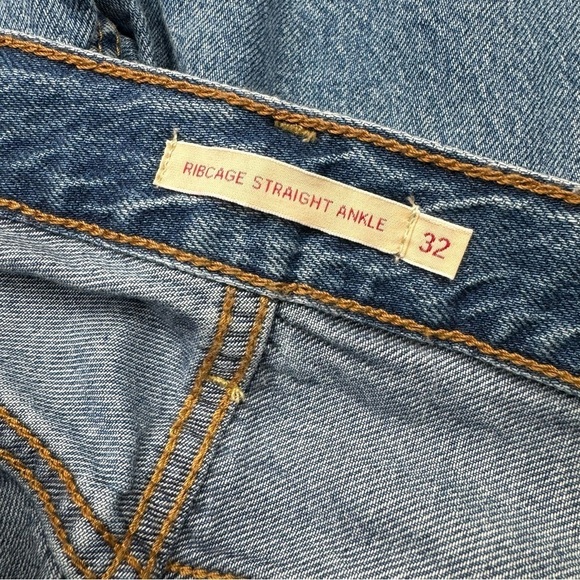 Levi’s ribcage straight ankle jeans distressed medium wash high rise cropped 32 - Picture 5 of 9